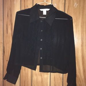 Black sheer button down